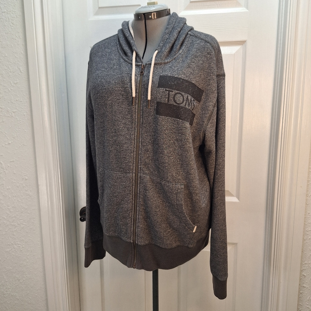 Men’s Gray TOMS Zip-Up Long Sleeve Hoodie X-Large